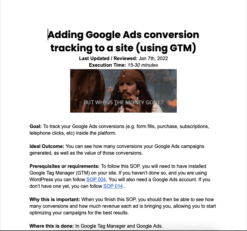 SOP 025: Adding Google Ads conversion tracking to a site (using GTM)