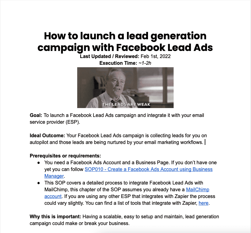 SOP061 - How to launch a lead generation campaign with Facebook Lead Ads