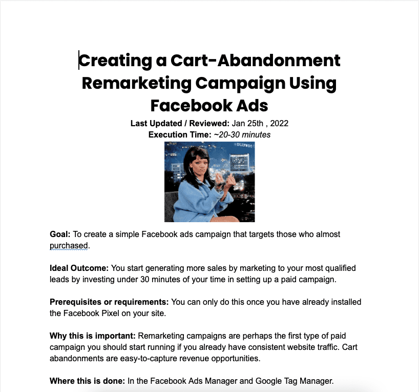 SOP 007: Creating a Cart-Abandonment Remarketing Campaign Using Facebook Ads