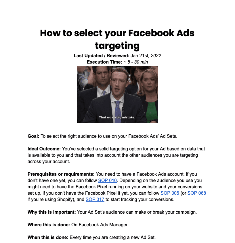 SOP 074: How to select your Facebook Ads Targeting