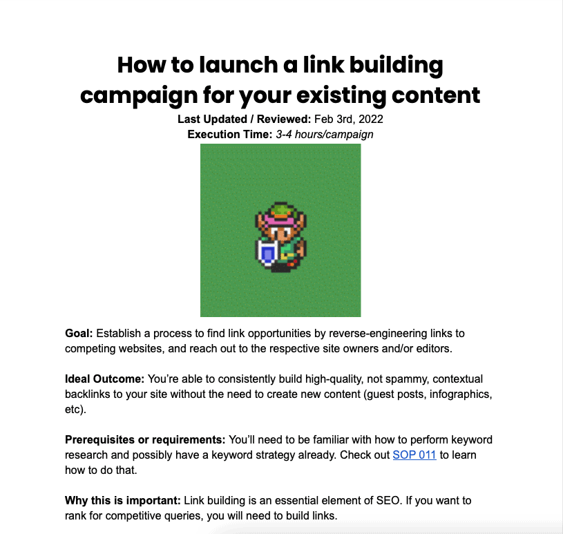 SOP 071: How to launch a link building campaign for your existing content