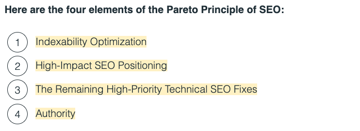 80/20 principle in SEO